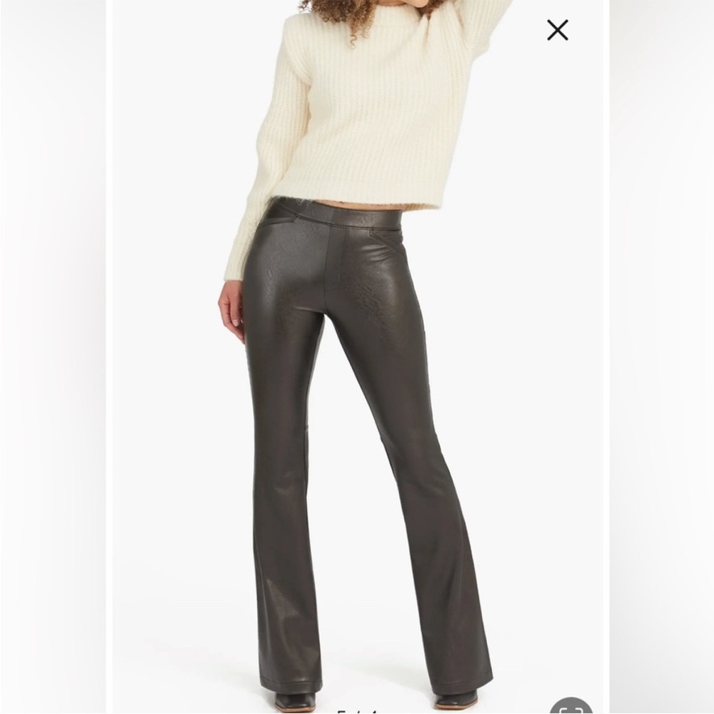 SPANX black faux leather bootcut pull on pants size XL